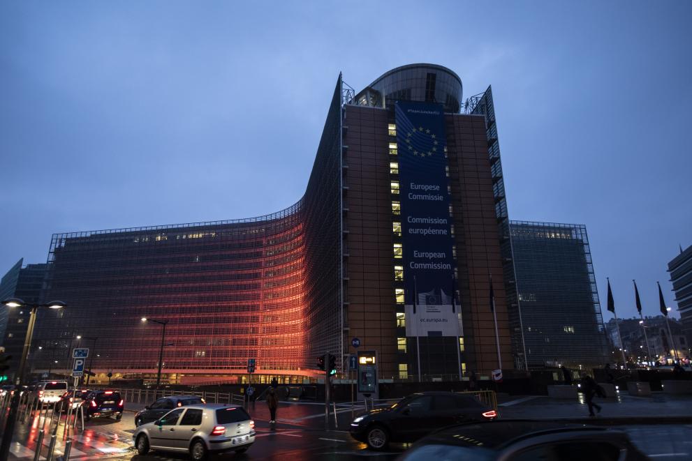 Berlaymont building illuminated in orange for the UN's 'Orange the world: End violence against women and girls' Campaign