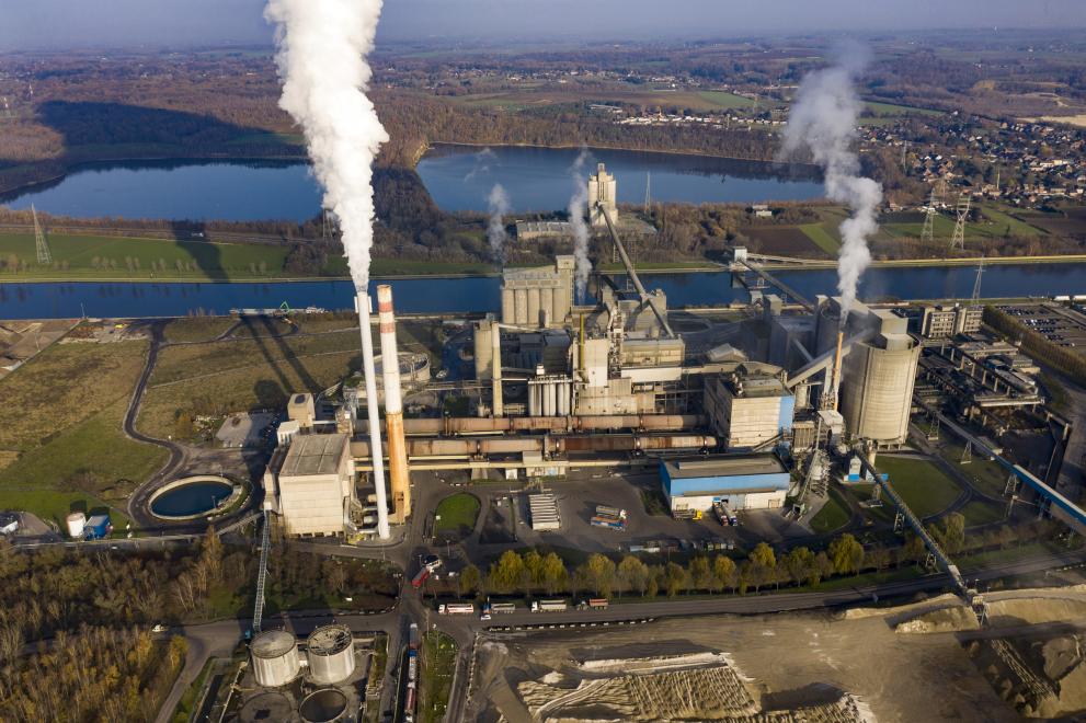 Aerial views of a cement factory