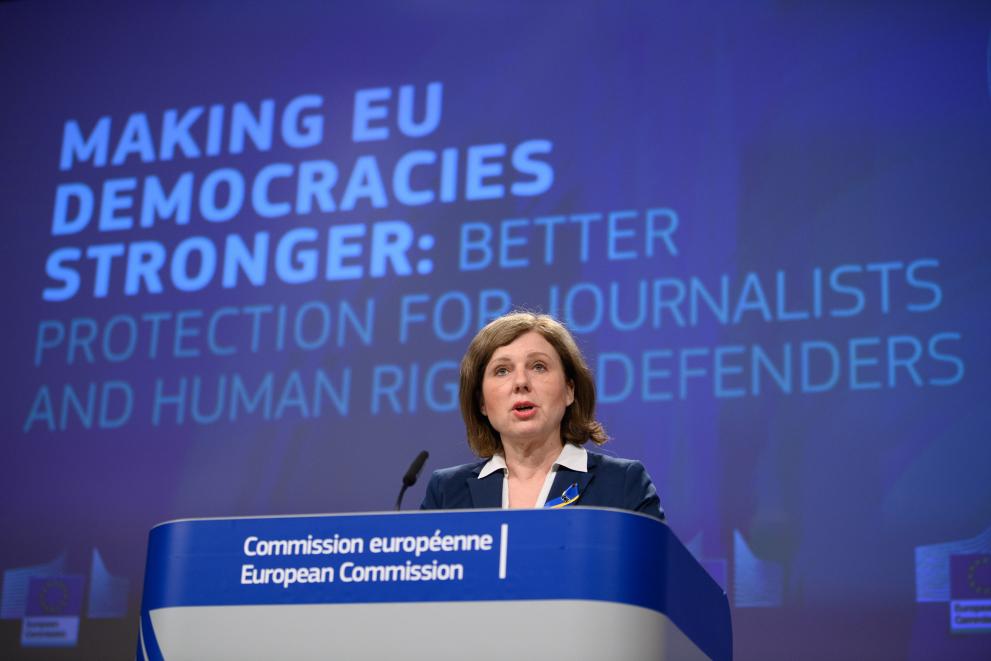 Press conference by Věra Jourová, Vice-President of the European Commission, on the Initiative against abusive litigation targeting journalists and rights defenders