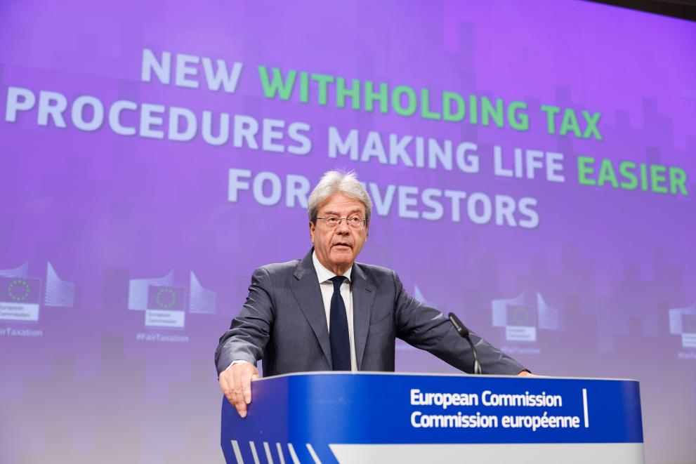 Press conference by Paolo Gentiloni, European Commissioner, on the new rules for withholding tax procedures in the European Union