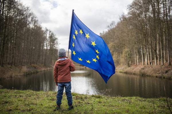 A child with the European flag